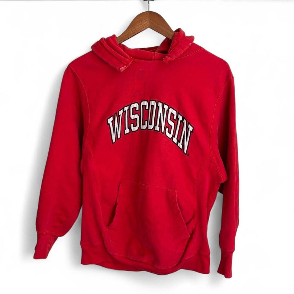 Vintage Y2K Wisconsin Steve & Barry’s Reverse Weave Hoodie Mens XS College